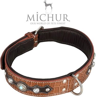 Повідок для собак зі шкіри MICHUR Lakota, коричневий, 150x2,5 см, плоский, для нашийника Lakota