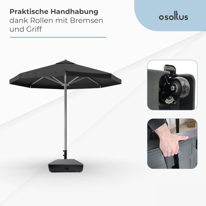 Підставка для парасолі Osoltus 55x55 см на колесах, заповнювана, 43 кг