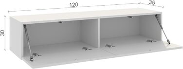 Підвісна тумба під телевізор 4housedesign, глянцева біла і чорна матова, 240 см (2х120), для ТВ до 55 дюймів, вітальня