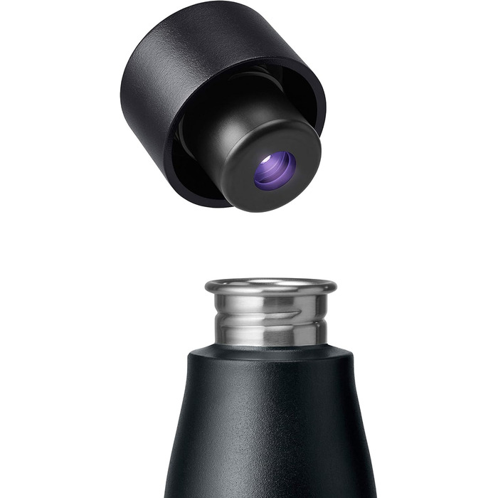 Пляшка LARQ Movement PureVis 950 мл – самочистка УФ, нержавіюча сталь, силіконова оболонка, легка, ударостійка, зберігає холод, для спорту, бігу та активного відпочинку, чорна/онікс