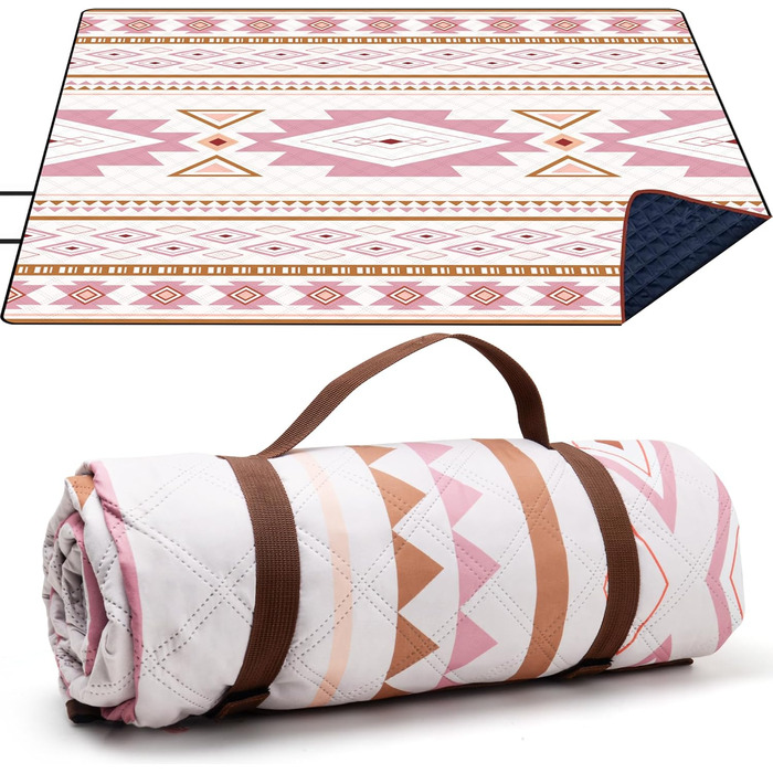 Пікнік-ковдра LARUTAN Boho 200x200 см, водонепроникна, антипісочна, складна, зелена, для пляжу, кемпінгу, подорожей, барбекю
