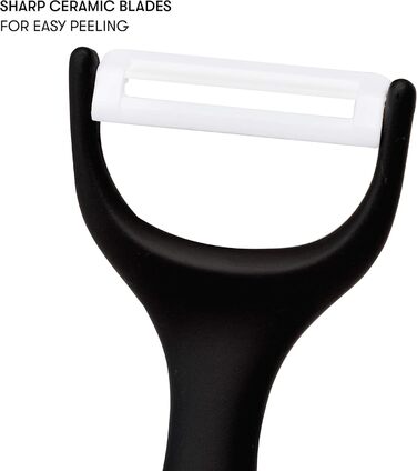 Набір керамічних овочечисток Cooking Light 2 шт, з ультра гострими та довговічними лезами, ергономічна ручка, для овочів і фруктів, чорний/червоний, підходить для посудомийної машини