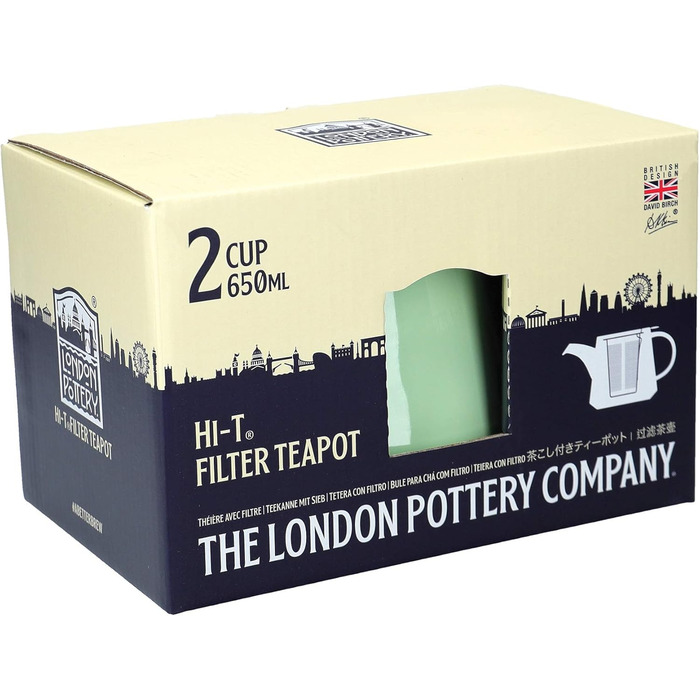 Чайник із фільтром і підставкою London Pottery, 650 мл, кераміка, колір м'ята