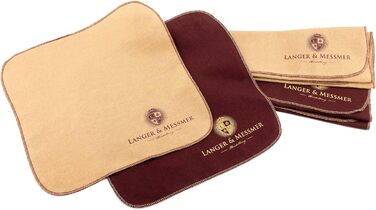 Langer & Messmer набір полірувальних серветок з 100% бавовни для гладкої шкіри, професійний догляд за взуттям, 6 шт, бежевий/бордовий