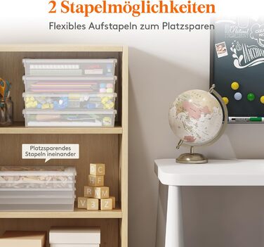 Пластикова органайзер-бокс Lifewit 5 л з кришкою і кліпсами, прозора, для документів, інструментів, іграшок, рукоділля, 6 шт.
