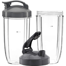 Комплект аксесуарів Poweka для Nutribullet 600W/900W, 2 чаші по 32 унції з кришками, сумісні з блендером Nutribullet