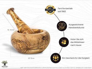 Ступка з товкачем SOLTAKO The Sicilian Mortar, 12 см, для спецій, дерев'яна