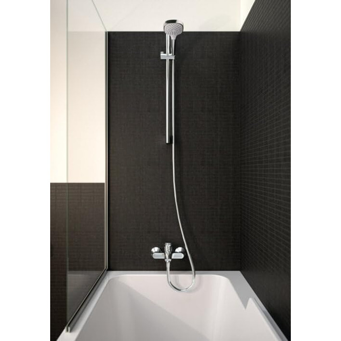 Душова лійка hansgrohe Croma Select E, водозберігаюча, 3 режими струменя, антикальцієва функція, білий/хром