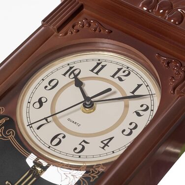 Вінтажний настінний годинник Clockswise з маятником, імітація дерева, пластиковий, на батарейках, декоративний, коричневий, для офісу, дому, вітальні, кухні чи їдальні