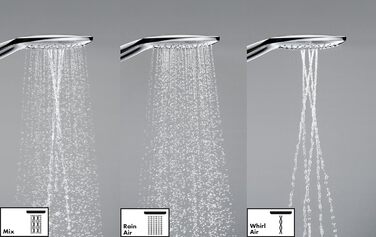 Душова лійка hansgrohe Raindance Select E 150x150 мм, 3 режими, антивапняна, економія води, біла/хром