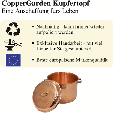 Каструля Copper Garden 8 л мідна з кришкою