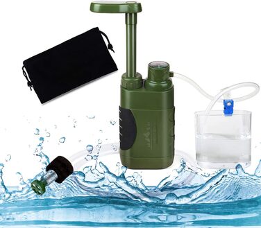 Портативний фільтр для води Outdoor 5000L, армійський зелений, для виживання та надзвичайних ситуацій