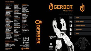Мультитул Gerber Dual Force з 12 функціями, футляр, одноручне відкриття, замок Frame-Lock, довжина 12 см