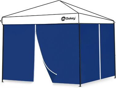 Стіна для павільйону Sekey 3x3 м водонепроникна зимова з кишенями, бічна стінка для шатра, намету, садового павільйону, 1 шт, синя, 2 двері