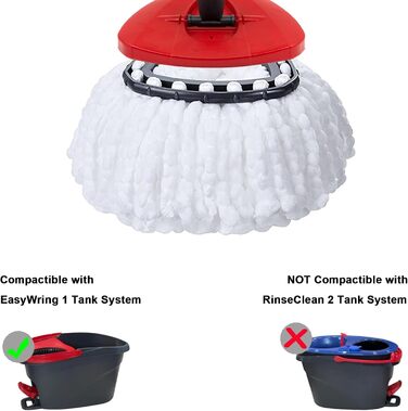 Набір із 6 змінних насадок з мікрофібри для швабри O-Ceda EasyWrin Spin Mop, запасні головки для легкого прибирання