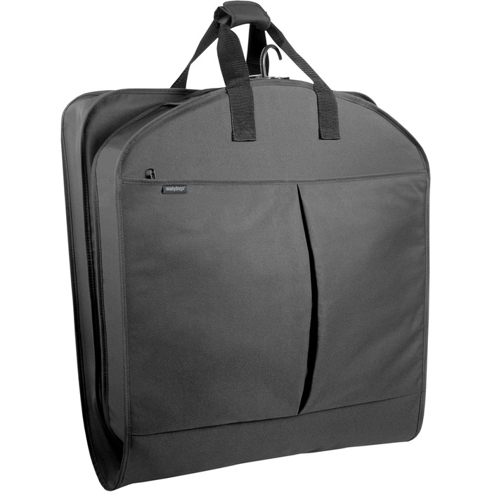 Дорожній костюмний чохол WallyBags 114,3 см, делюкс, з двома додатковими кишенями, чорний, підвищена місткість