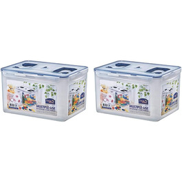 LocknLock PP CLASSIC контейнер для зберігання з кришкою та ручками, 16 л, напівпрозорий, герметичний, набір 2 шт, 361x274x212 мм, для побутових речей
