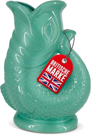 Керамічний глечик-карафа для води у формі риби Bubble Jug, 1,5 л, шавлієво-зелений — глечик із булькаючим звуком для води, вина та напоїв