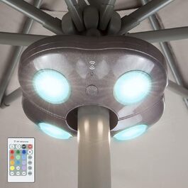 HONWELL LED лампа для парасолі, димована, 12 кольорів, бездротова, для кемпінгу, саду, пляжу, вечірок, батарейкова, коричнева