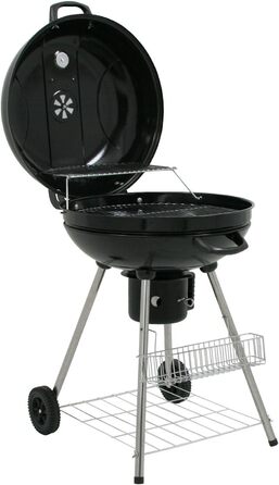 Кульовий гриль BBQ-Toro 57 см з термометром, круглий вугільний гриль із кришкою для барбекю