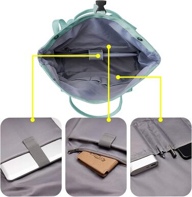 Універсальний рюкзак KALIDI Rolltop з відділенням для ноутбука, водонепроникний міський рюкзак для жінок і чоловіків, підходить для школи, університету, роботи, повсякденного використання, колір міні-зелений