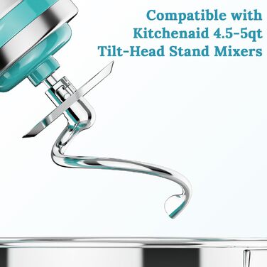 Гак для замішування тіста з нержавіючої сталі для міксерів KitchenAid 4,5–5 л, насадка для планетарних міксерів, підходить для моделі з відкидною головкою, можна мити в посудомийці, аксесуар для кухонної техніки