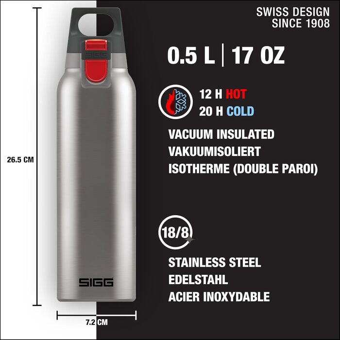 Термос-пляшка SIGG Hot & Cold ONE з нержавіючої сталі, ізотермічна, без шкідливих домішок, для напоїв, зручна для одноручного використання, для активного відпочинку