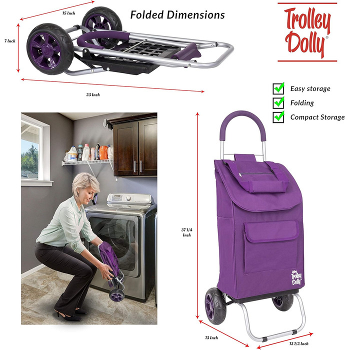 Складна господарська сумка-візок dbest products Trolley Dolly, фіолетова