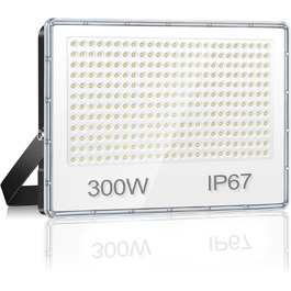 Світлодіодний прожектор для вулиці 300W, 30000LM, IP67, 7000K холодне світло, надяскравий LED-прожектор для складу, саду, гаража, двору, фабрики, паркінгу