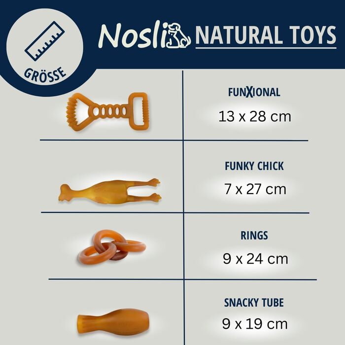 Набір іграшок для собак Natural Toys з натурального каучуку, для догляду за зубами, кидання, перетягування та розвитку інтелекту, 4 шт.