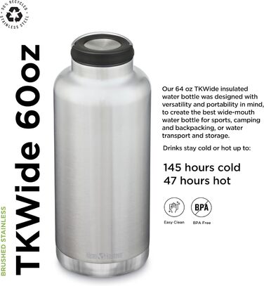 Термос-бутилка Klean Kanteen TKWide з нержавіючої сталі, 500 мл