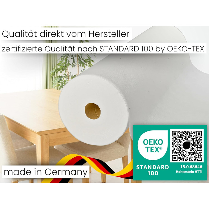 Скатертина Sensalux у рулоні 1,18×25 м, водонепроникна, неткана, сертифікат Oeko-TEX 100, біла