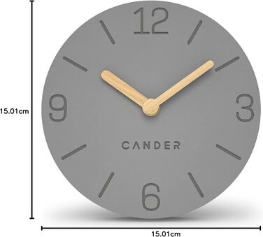 Настільний годинник Cander Berlin MNU 2615 H, сірий, безшумний, вінтажний, аналоговий, дерев'яні стрілки, MDF, 15 см, батарейковий