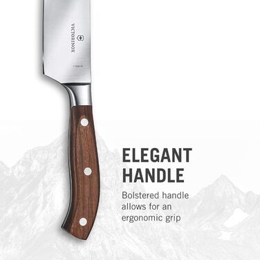 Професійний ніж для нарізання Victorinox Grand Maître, 20 см, надгостре лезо з прямим заточенням, дерев'яна ручка, нержавіюча сталь, коричневий