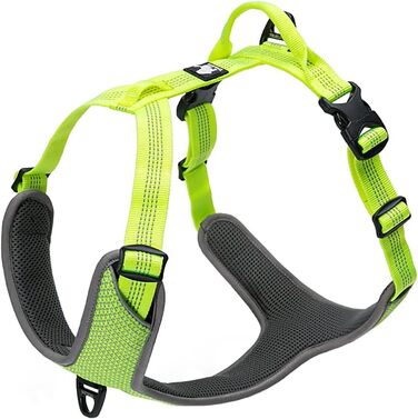 Шлея для собак TRUE LOVE Outdoor Adventure II, світловідбивна, 2 кільця для повідка, неоново-жовта, розмір S