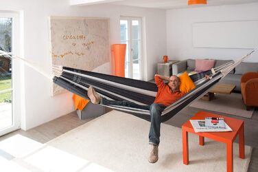 Гамак XXL AMAZONAS Paradiso ручної роботи з Бразилії, 250x175 см, до 200 кг, кольору лава (сріблясто-червоний), преміум-якість