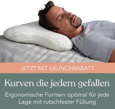 Ортопедична подушка для сну Traumreiter CPAP з пам’яттю форми, для бокового сну, середньої та жорсткої жорсткості, для всіх CPAP-масок, проти апное
