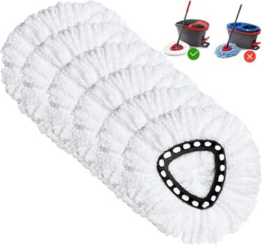 Набір змінних насадок для швабри Spin Mop, 6 шт, мікрофібра, для глибокого прибирання, сумісний з Ocedar Triangle Swivel, машинне прання