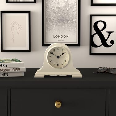 Настільний годинник JONES CLOCKS Speakeasy, класичний дизайн у стилі Наполеон, світло-кремовий, для письмового столу, полиці або тумбочки