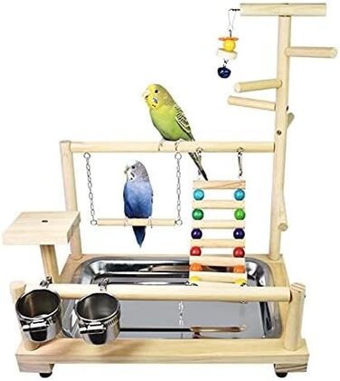 Ігровий стенд для папуг Parrot Playstand, дерев'яний майданчик для птахів, стенд для клітки хвилястого папуги та корелли, 37x26x44 см