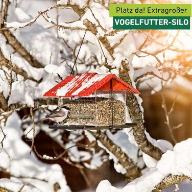 Годівниця для птахів Windhager Ranch із пластику, прозора з червоним, підвісна, 31×22×20 см