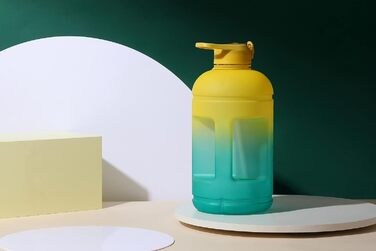 Пляшка для води H2O Capsule INSPO з часовою міткою і трубочкою, мотиваційна, герметична, харчовий пластик, з ручкою та ремінцем, колір Свіжа Авокадо, об’єм 1 галон