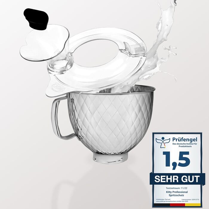 Захисний кожух Profi-Spritzschutz Kitty 'Zuhälter' для KitchenAid 4,3-4,8 л, сумісний з металевими, скляними, керамічними та дерев'яними чашами