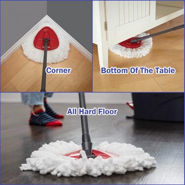 Набір змінних насадок для швабри Spin Mop, 6 шт, мікрофібра, для глибокого прибирання, сумісний з Ocedar Triangle Swivel, машинне прання