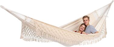 Преміум гамак AMAZONAS Rio 250x160 см, жакардовий, білий, до 200 кг, бохо стиль
