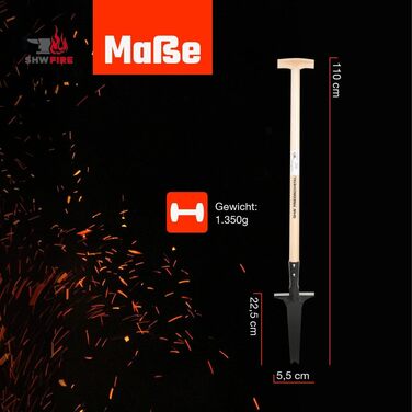 SHW-FIRE професійний видаляч бур'янів з ручкою з ясеня 82 см, ручне кування, з опорою для ноги
