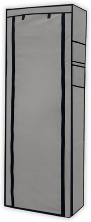 Тканинна шафа INTIRILIFE з блискавкою 170x58x28 см, 9 полиць, для одягу та взуття, розкладна, для кемпінгу, сірий