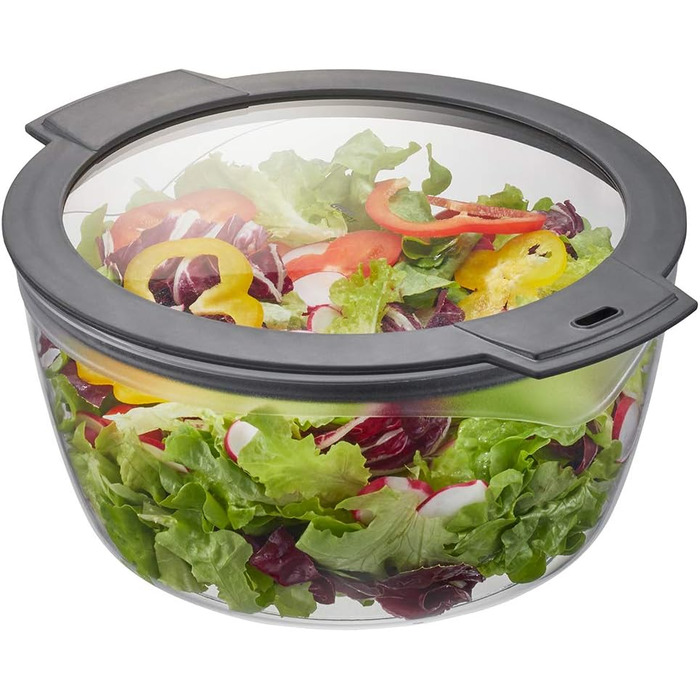 Сушарка для салату GEFU з кришкою, 3 л, пластик, чорна/сіра