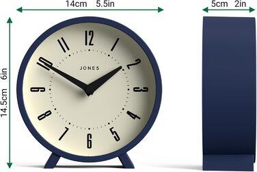 Настільний годинник JONES CLOCKS Venus, круглий, ретро дизайн, синій – для столу, полиці, каміна або тумби