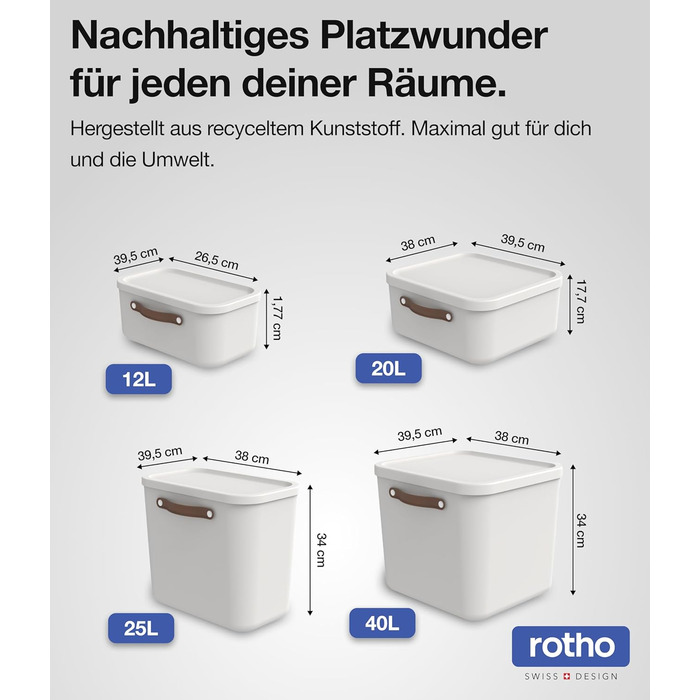 Пластикова коробка для зберігання Rotho Maloja 40 л, біла